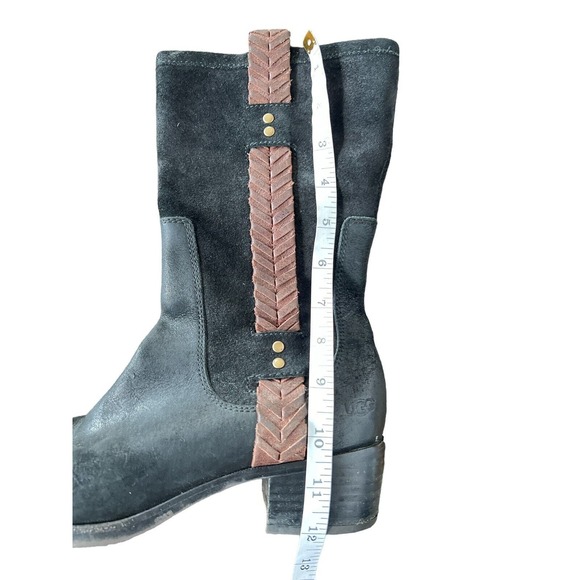 Ugg Jaspan Braided Black Suede Mid Calf Pull On Boots Size 8 - Picture 6 of 8